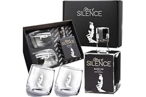 ‎GLORY OF SILENCE GIN Glory of Silence Geschenkset: Black Gin 0,5 l & 2x Gläser in schwarzer Geschenkbox | Geschenk mit fruchtigen Noten aus Holunderblüte und Brombeere