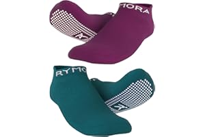 Rymora Non Slip Anti Skid Grip Socks (2 Pairs) (Perfect for Pilates, Yoga, Barre, Dance, Martial Arts, Trampoline, Fitness & Home)