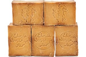 Carenesse Aleppo zestaw mydeł, jakość premium, 5 sztuk, 45% oliwa z oliwek, 55% olej laurowy, oryginalne mydło do włosów, wegańskie, ręcznie robione, naturalne mydło, ok. 900 – 950 g w opakowaniu