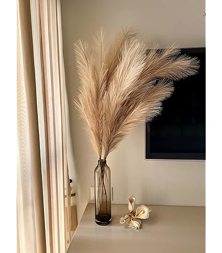 5 pièces Artificielle Pampa Herbe 47in 120cm Bouquet Bricolage Vase Nouvel an Vacances fête de Mariage décoration de la Maison Plante Simulation Fleur Roseau