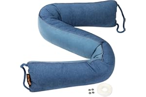 MAGZO Draft Excluder for Doors 93 cm, Under Draught Excluder for Bottom of Door with Hook & Loop Energy Efficient, Blue