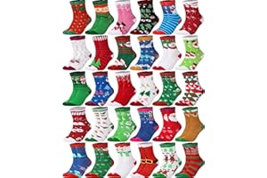 Neer 30 Paia Calzini di Halloween per Bambini Calzini a Gamba Corta Colorati per Natale