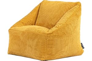 ‎ICON Icon Natalia Sitzsack Kinder, Gelb, Flauschiger Cord Stoff, Sitzsack Cord mit Füllung, Bequemer Kinder Sessel, Kuschelsessel, Lese Sessel, Schlafzimmer, Kinderzimmer, Spielzimmer
