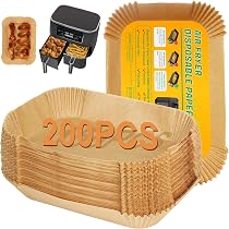 200 Pièces Papier Cuisson Pour Friteuse à Air - Liners Rectangulaires Antiadhésifs Compatibles Ninja AF300EU AF400EU