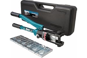 AMZCNC Industrial Hydraulic Cable Lug Crimper 16TON 15MCM to 600 MCM Electrical Terminal Cable Wire Tool Kit Includes 13 Pairs of Die Sets