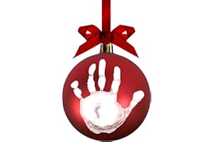 Pearhead Czerwona kula dziecko odcisk dłoni ozdoba bożonarodzeniowa, pierwsze Boże Narodzenie dziecka, nadruk bombka ozdoba, neutralny pod względem płci prezent dla dziecka