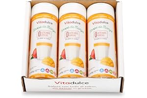 Sirop à la mangue sans sucres ajoutés, Topping à la mangue, sirop faible en calories 400 gr. Lot de 3 - Vitadulce.
