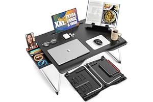 COOPER CASES Cooper Mega Table Plus [Premium XXL Extra Large] Laptop Lap Desk & Book Stand | Multifunctional, Foldable Bed Desk for Laptop and Writing | Portable Bed Table and Lap Tray (Black Onyx)
