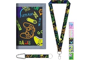 AUNGCSHE Portafoglio Bambino Console di Gioco, Portafogli Trifold con Cordino, Cordino Ragazzi Portafoglio, per Bambini di Età Compresa Tra 5 e 12 Anni Regalo di Natale di Compleanno