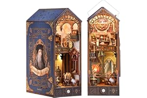 Tonecheer DIY Book Nook Kit mit Staubschutz und LED-Licht, Leonardo da Vinci 3D Holz Puzzle, bewegliche und rotierende Teile, kreative Buchstütze für Bibliothek, Geschenkideen für Erwachsene