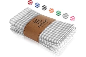 ‎PAMUQ pamuq® Cotton Tea Towels - 100% | Set of 5 | 45 x 65 cm + Hanging Loop | Checked Vintage Look | Kitchen Tea Towels, Cotton Cleaning Cloths, Kitchen Towels