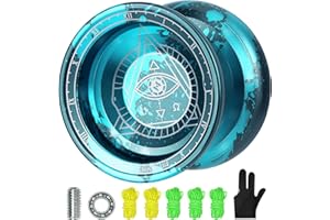 REAQUE Yoyo Professionale Per Bambini E Principianti, Yoyo In Lega Di Alluminio, Risposta Reattiva Automatica Yo Yo, Con 5 Corde E Guanto Yo-Yo, Strumento Di Rimozione Del Cuscinetto(Blu grigio)