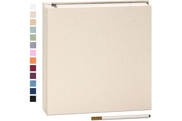 Yopih Album Photo Autocollant 60 Pages Albums Photo DIY 10X15 Albums Photo Souvenirs Couverture en Lin Cadeaux de Mariage Noël Valentin Cadeau d'anniversaire Anniversaire Enfants Beige