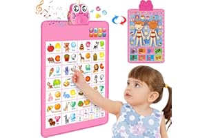 DIOJU Interactive Alphabet Wall Chart, Educational Toddlers Toys for 2 3 4 5 Years Old and Up Boys Girls Gifts, Electronic Talking ABC & 123s & Music & Learning Poster, Best for Preschool Boys & Girls