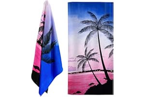 GEEZY Microfibre Beach Towel, Sunset Design - Quick Drying, Lightweight, Sand-Free, Large & Durable, Summer Design - Beach Essentials for Travel, Holiday, Swimming, Sauna, Adults & Kids, 70x140cm