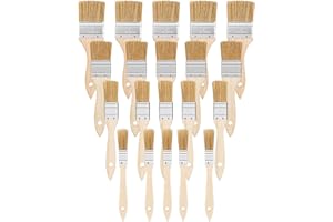 LUNEKUCK Set de 20 Pinceaux Plats Pinceaux de Peinture de Largeur de 15 mm 25 mm 35 mm 50 mm Pinceau à Peinture avec Manche en Bois et Poils Naturel, pour Travaux de Peinture avec Peintures et Vernis