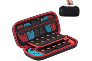 Carehabi Etui kompatybilne z Nintendo Switch i New Switch OLED, twarde etui OLED, z miejscem do przechowywania kaset z 19 przełącznikami, czarne, czarny, organizer kieszonkowy