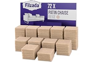 Filzada® 72x Patins en Feutre Auto-adhésifs - Carré 25 x 25 mm - Beige - Patins pour Meubles Professionnels en Feutre avec adhésif idéal