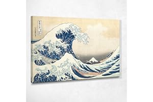 KUADER La Grande Onda di Kanagawa Hokusai Katsushika Quadro Stampa su Tela Khk22 Alta qualità Certificata Fine Art Giclée, Fatto in Italia, 130x90 cm