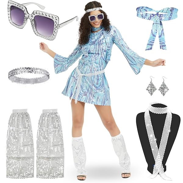 Disfraz De Los Años 80 Vestido Hippie Años 70 Disfraz Retro Con