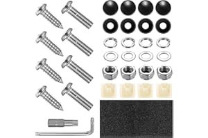 YILUXMYYXGS Vis de plaque d'immatriculation antivol avec capuchons, vis M5 en acier inoxydable avec capuchons, vis de plaque d'immatriculation pour support de plaque d'immatriculation de voiture et moto