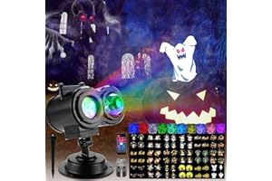 VIFLYKOO Christmas Projector Lights Outdoor, 12 Slides Patterns & 10 Colors Ocean Wave Waterproof Snowflake Projector Light for Outdoor Xmas Halloween Holiday
