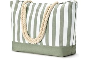 oscaurt Large Beach Bag, Waterproof Beach Bags for women with Zip and Pockets Summer Travel Tote Bag Pool Bag Holiday Essentials for Women Shopping Bag Reusable Foldable Shoulder Bag