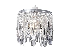 SHINY STAR Crystal Pendant Light Shade, Modern Chandelier Design Ceiling Pendant Light Shade with Clear/Smoke Grey Acrylic Crystal-903G