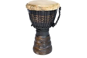 DRUMS FOR SCHOOLS West African Djembe Drum Handmade with Mahogany featuring Beautiful Deep Hand Carvings (30 cm)