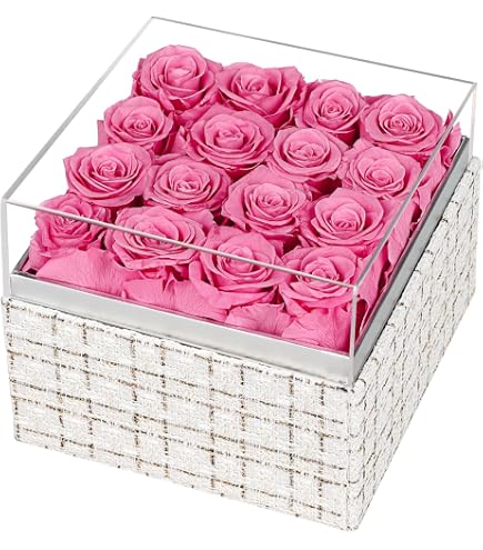 Rose stabilizzate in vetro: rose eterne in vaso di vetro trasparente