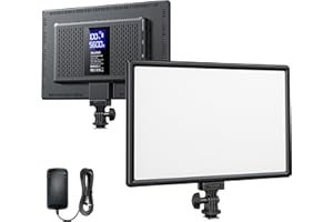 RALENO lampa wideo LED, przyciemniane światło powierzchniowe, temperatura barwowa 3200 K, CRI 95 +, ultracienkie światło, z wyświetlaczem LCD, wbudowana bateria litowa 5000 mA, do wszystkich cyfrowych lustrzanek DSLR i kamkorderów
