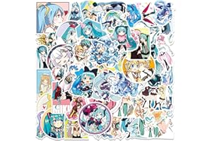 Yoimckay - Set di 50 adesivi anime Hatsune Miku, impermeabili in vinile, per laptop, bottiglia d'acqua, chitarra, bambini e adolescenti