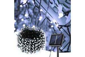 BrizLabs Solarny łańcuch świetlny, dekoracja bożonarodzeniowa, 32 m, 300 diod LED, 8 trybów pracy, odporna na warunki atmosferyczne, zasilana energią słoneczną, oświetlenie do ogrodu, tarasu, drzew,