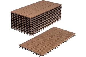 Ventanara® WPC Holz Kunststoff Fliesen Terrassenfliesen Klickfliesen Balkonfliesen 11 Stück = 2m² (30 x 60 cm, Braun Standard)