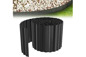 XMTECH Gewellte Rasenkante 10m, Beetbegrenzung aus Metall, verzinkt, flexibel, Beeteinfassung Beetumrandung, Beetbegrenzung für Hochbeete, Baumumrandungen, 18cm hoch, Schwarz