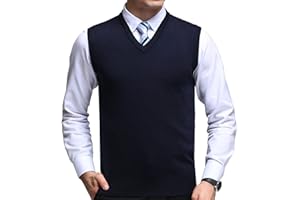 FULIER Herren Winter V-Ausschnitt Sleeveless Weste Classic Business Gentleman Strickwaren Strick Weste Pullover Strickjacken Tanktops