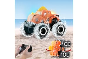 CIRCLIO Voiture Telecommandé Enfant Véhicule Amphibie, Monster Truck Radiocommandé avec Lumière, Voiture Télécommandée tout Terrain et Adulte,RC Car Outdoor Offroad Comme Piscine Plage Jouets et Cadeaux Rouge