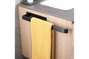 ALOCEO Porta Asciugamani Bagno, Portasciugamani Adesivo, Porta Salviette da Parete in Acciaio Inossidabile, Nero