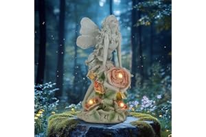 Euakee Figure da giardino a forma di angelo solare, a LED, con angelo di preghiera, decorazione per prato, decorazione per tomba, resistente alle intemperie, cimitero, decorazione da giardino