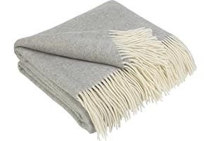 ‎LYHOME LYHome Kaschmir Decke mit Merino - Luxus Tagesdecke Kuscheldecke Wolldecke Sofadecke und Couchdecke, Sofa Wohndecke Plaid Überwurfdecke Sofaüberwurf, Couch Überwurf (140x200 cm, Grau - Weiß Fischgrät)