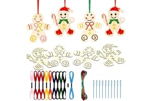 volumoon 10 sztuk drewnianych zestawów do haftu krzyżykowego, ozdoby choinkowe, wiszące dekoracje, drewniane dekoracje świąteczne, sztuka bożonarodzeniowa i rękodzieło dla początkujących, projekt DIY