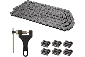 MTATCN 420 Chain Master Link 132 Liens 420 Chaîne de Rouleaux d'entraînement pour 110 125cc Dirt Pit Bike ATV Quad Go Kart Mini Bike Scooter avec Brise-Chaîne