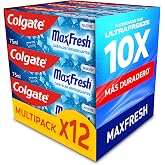 Colgate Max Fresh Refreshing Crystals, Toothpaste Mint, 12x75ml | Fluorine Whitening Toothpaste with UltraFreeze Technology,