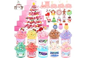 BRETOHAY Pink Christmas Tree Slime Advent Calendar, 24 Days of Surprise Slime DIY Craft Kit - Fun Toy for Kids, Toddlers, Girls and Teens, 2025 Christmas Countdown Calendar