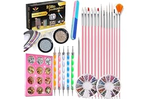 EMPEROR PEACOCK Nail Art kit Accessories, 15pcs Nail Art Brushes, Tools, Nail Pen designing Dotting, Colourful Nail foil, Stripping Manicure Tape, Rhinestone, Nail Glitter Powder, Nail File, Supplies In Nail Art Set