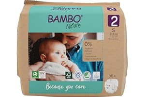 ‎BAMBO NATURE Bambo Nature Baby Windeln Größe 2 (3-6kg) 30 Stück | Premium Diapers mit verbesserter Auslaufsicherheit | Ultimativen Komfort & Freiheit für Neugeborene | Dermatologisch getestet Nappies