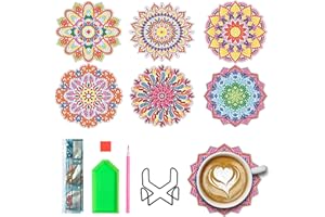 TARKDAK 6PCS 5D Diamond Painting Kit Pintura Diamante Artes Pintura Posavasos Diamantes para Manualidades Adultos Decoracion Pintura Diamante Niños para Bebidas Taza