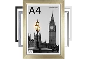 CLAY ROBERTS A4 Photo Frame, Gold, Picture Frame, Certificate, Art Print Poster, 21cm x 29.7cm, Gold Frames, A4 Photo Collage Gallery Display