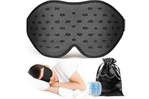 Umisleep Cache Yeux pour Dormir 3D Respirant, Ultra-Conforme pour les dormeurs sur le côté, 100% Occultant, Réglable & Ultra Léger, avec Pochette et Bouchons d'Oreilles – Idéal Voyage, Avion, Noir