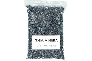 Landare Ghiaia Nero 1,8 kg - Ghiaia per Acquario - Sassolini Decorativi per Vasi - Sassi Decorativi per Vasi - Ghiaia per Vasi - Sassolini per Acquario - Ciottoli Decorativi (3-6 mm) (Nero)